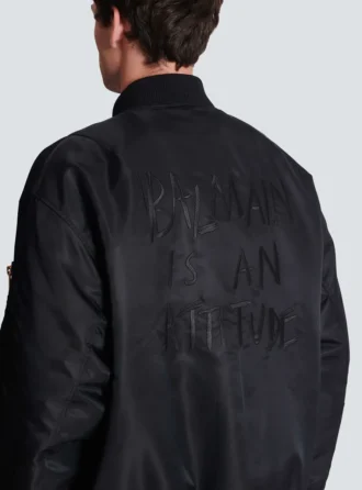 Printed nylon bomber jacket