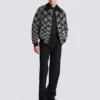 Satin bomber jacket with crystal embroidery