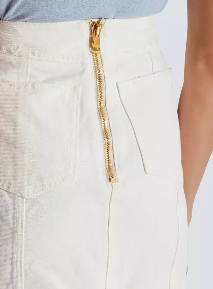 Short cotton canvas skirt