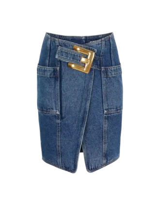 Short denim skirt with belt Short denim skirt with belt