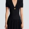 Short flared knit dress