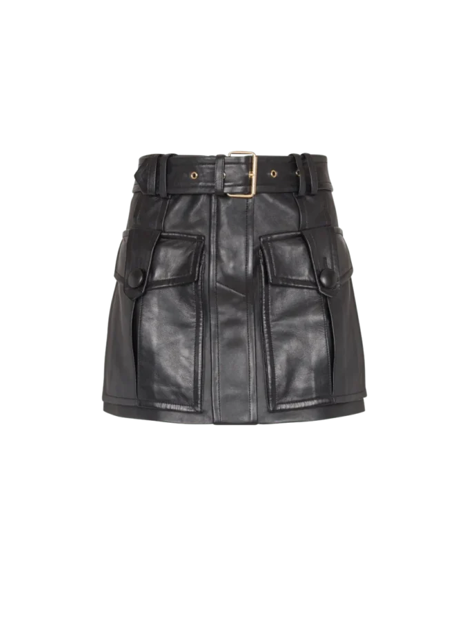 Short lambskin skirt