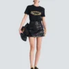 Short lambskin skirt