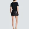Short lambskin skirt