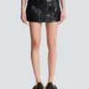 Short lambskin skirt