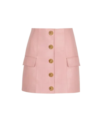 Short lambskin skirt with buttons Short lambskin skirt with buttons