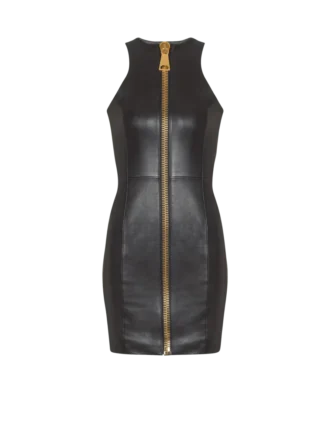 Short sleeveless lambskin dress Short sleeveless lambskin dress