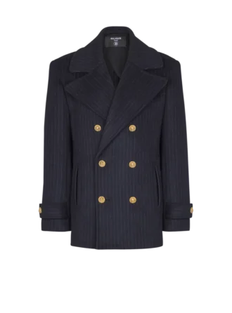Short striped wool pea coat Short striped wool pea coat