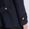 Short striped wool pea coat