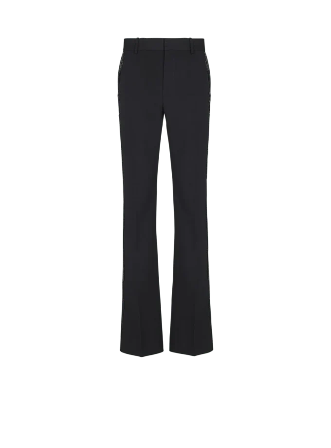Straight-leg wool trousers with crystal embroidery Straight-leg wool trousers with crystal embroidery