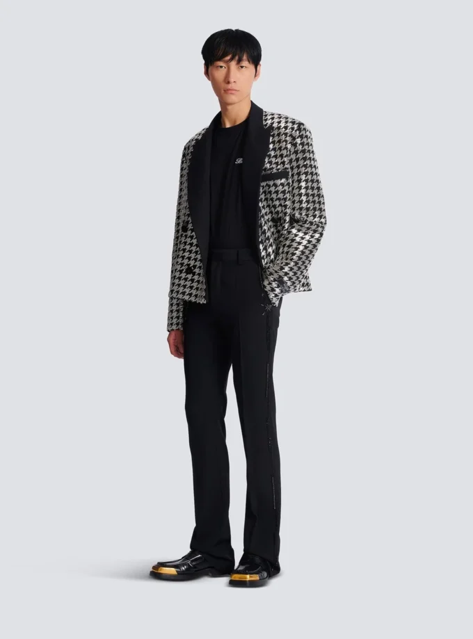 Straight-leg wool trousers with crystal embroidery Straight-leg wool trousers with crystal embroidery