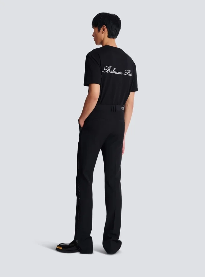 Straight-leg wool trousers with crystal embroidery Straight-leg wool trousers with crystal embroidery
