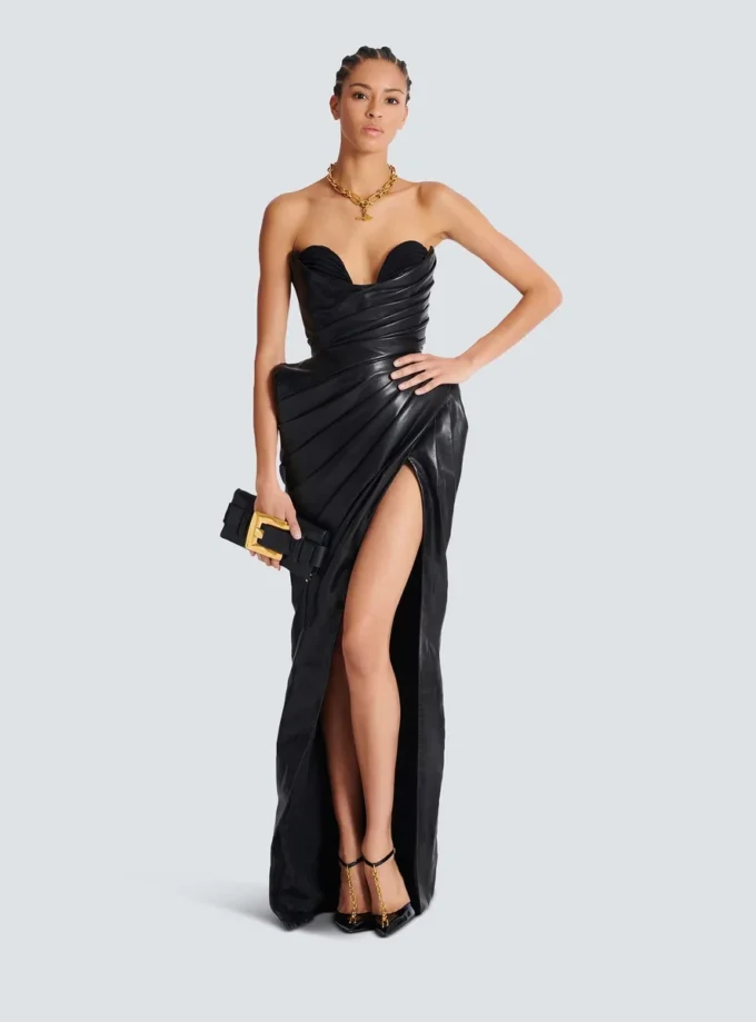 Strapless leather bodycon dress Strapless leather bodycon dress