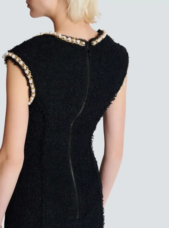 Tweed dress with pearl trim Tweed dress with pearl trim