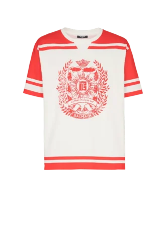 Varsity T-shirt with Balmain Écusson print Varsity T-shirt with Balmain Écusson print