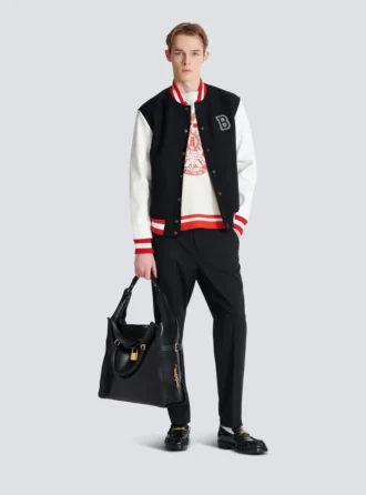 Varsity T-shirt with Balmain Écusson print Varsity T-shirt with Balmain Écusson print
