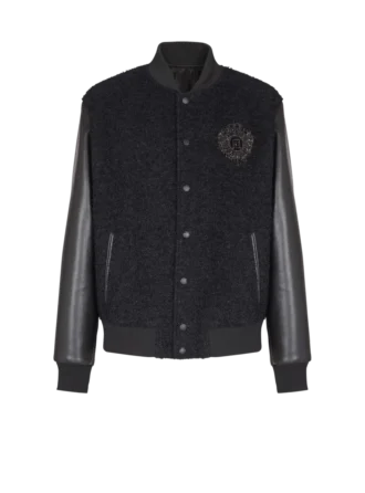 Varsity tweed and faux leather jacket Varsity tweed and faux leather jacket