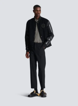 Varsity tweed and faux leather jacket Varsity tweed and faux leather jacket