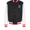 Varsity wool and faux leather jacket