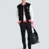 Varsity wool and faux leather jacket