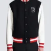 Varsity wool and faux leather jacket