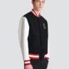 Varsity wool and faux leather jacket