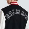 Varsity wool and faux leather jacket