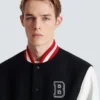 Varsity wool and faux leather jacket