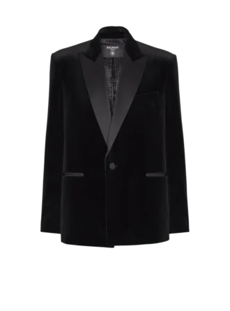 Velvet and satin 1-button blazer Velvet and satin 1-button blazer