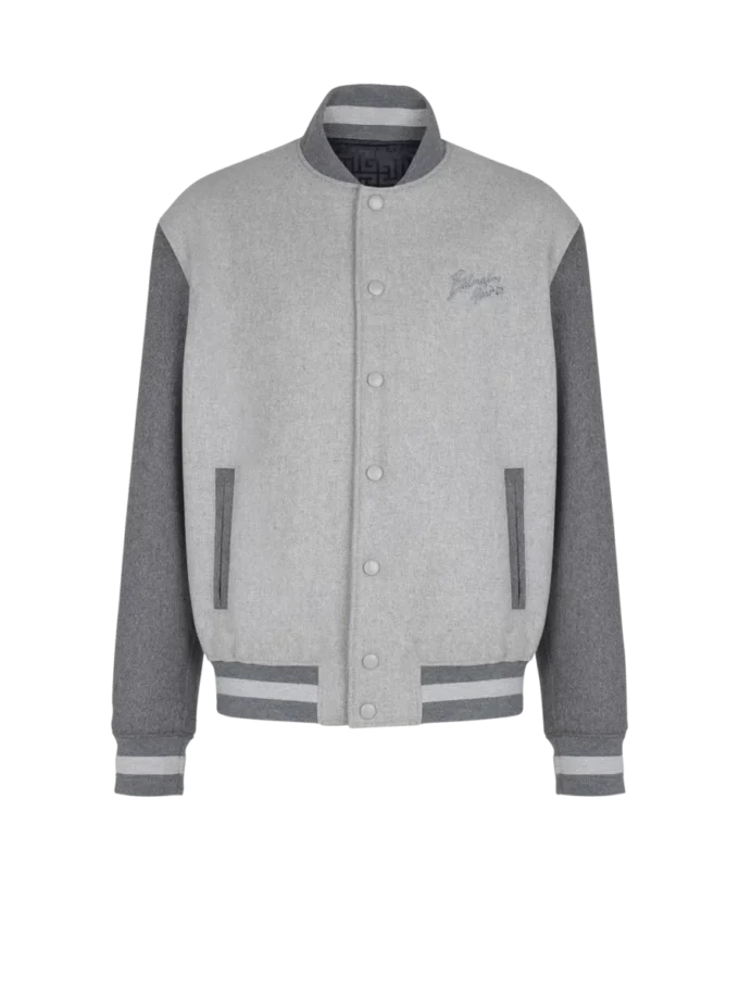 Wool and cashmere varsity jacket