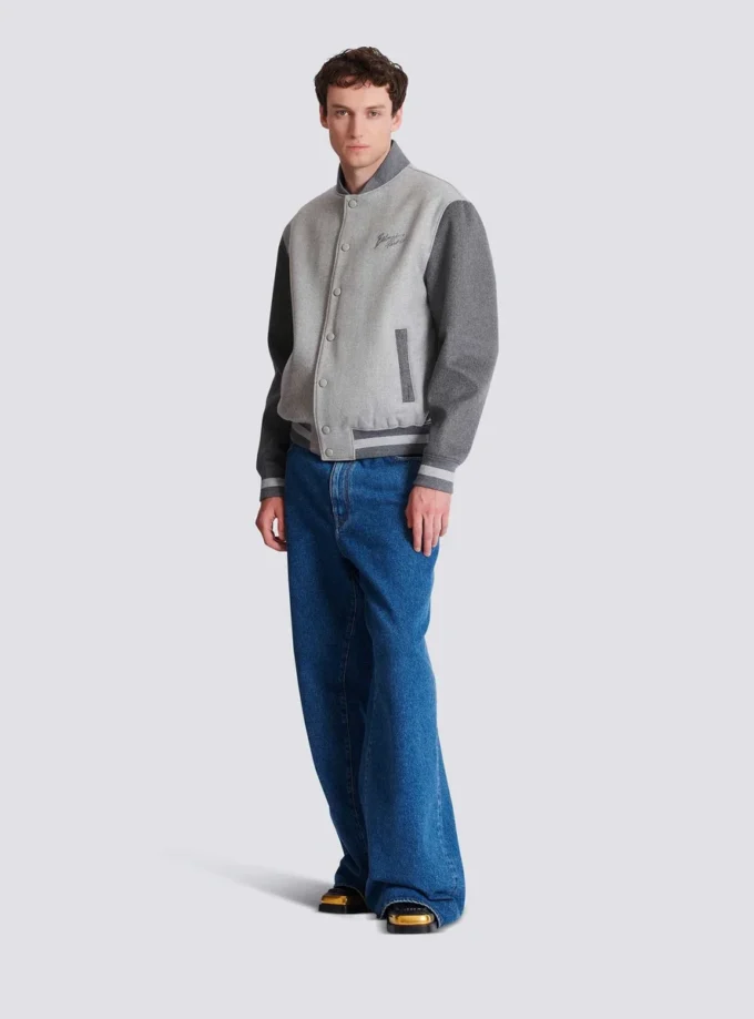 Wool and cashmere varsity jacket