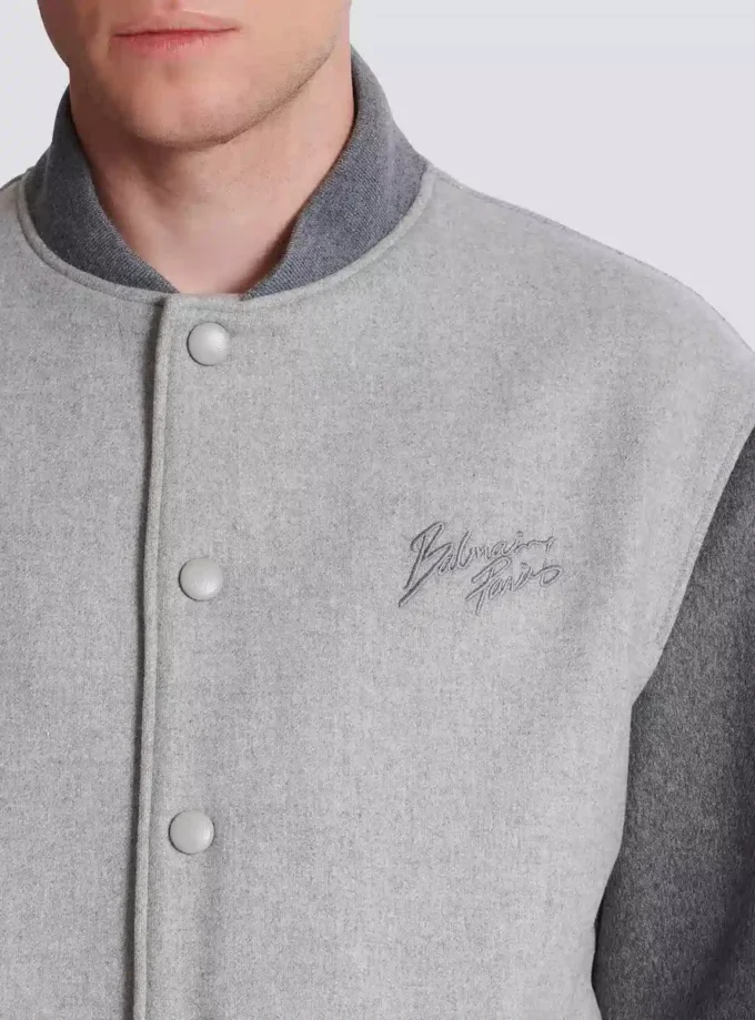 Wool and cashmere varsity jacket