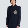 Wool blazer with crystal patch