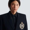 Wool blazer with crystal patch