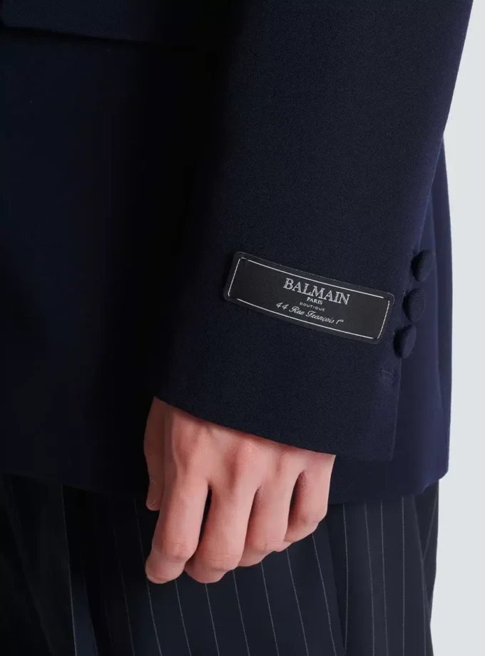 Wool blazer with crystal patch