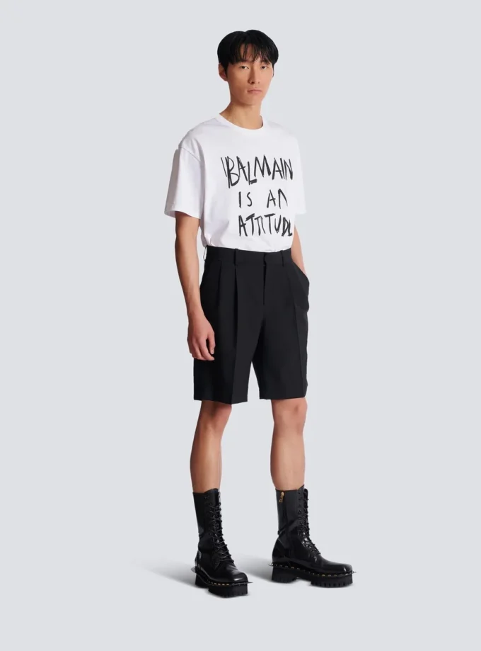 Wool darted Bermuda shorts