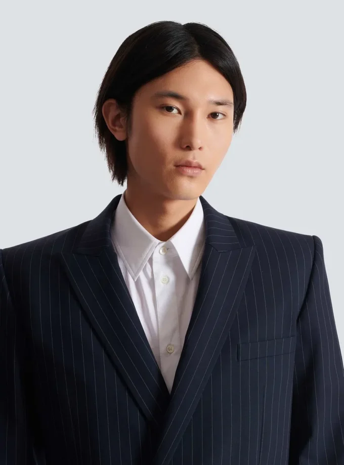 Wool pinstripe blazer