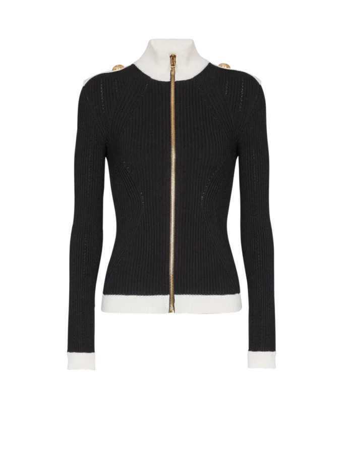 Zipped high-neck knit cardigan Zipped high-neck knit cardigan