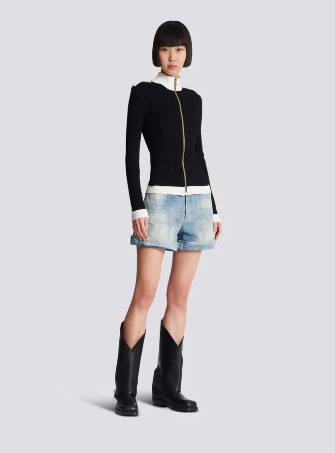 Zipped high-neck knit cardigan Zipped high-neck knit cardigan