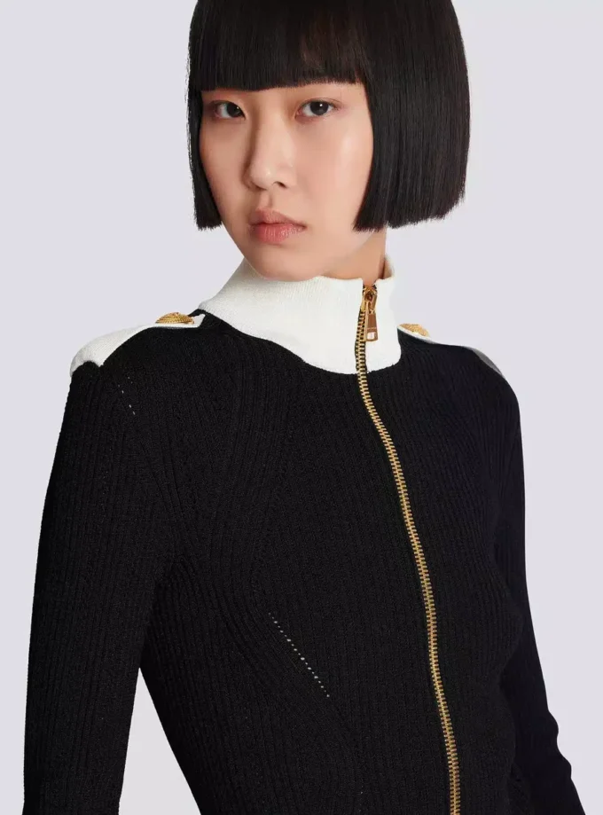 Zipped high-neck knit cardigan Zipped high-neck knit cardigan